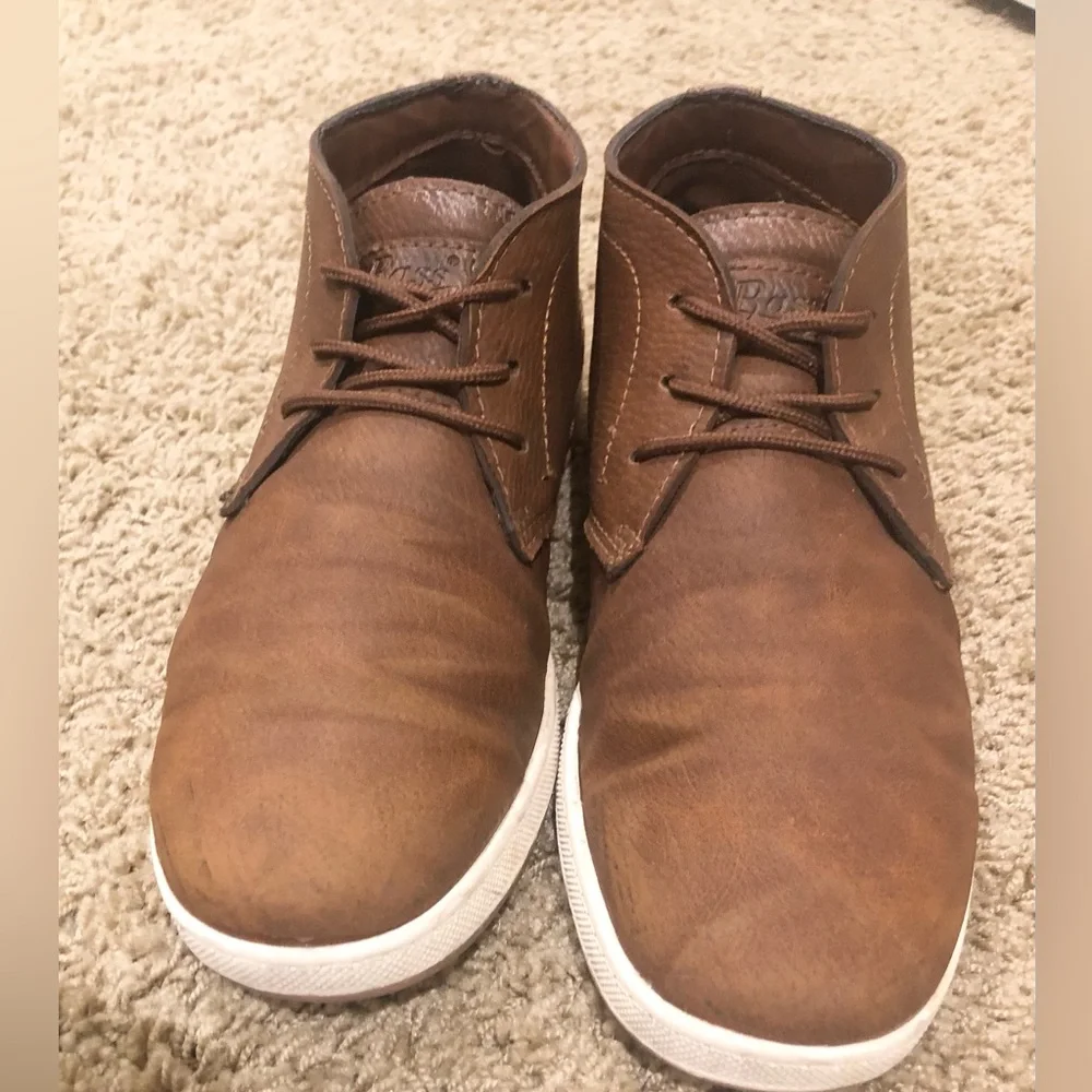 🟫BASS Brown Camel Chukka Lace-Up Ankle Boots Cushioned Shoes (w/White Trim) - Picture 4 of 7